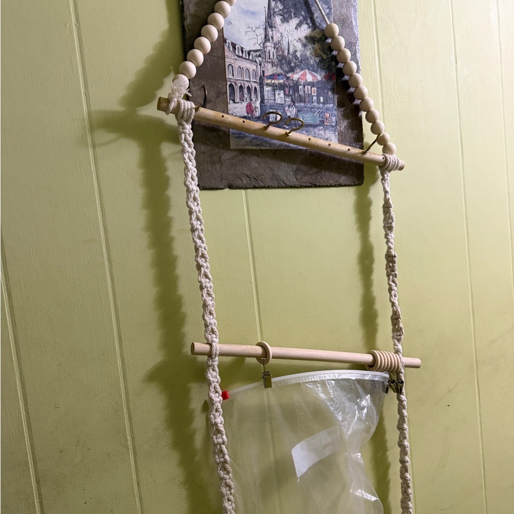 Macrame Hanging Organizer with Wooden Beads